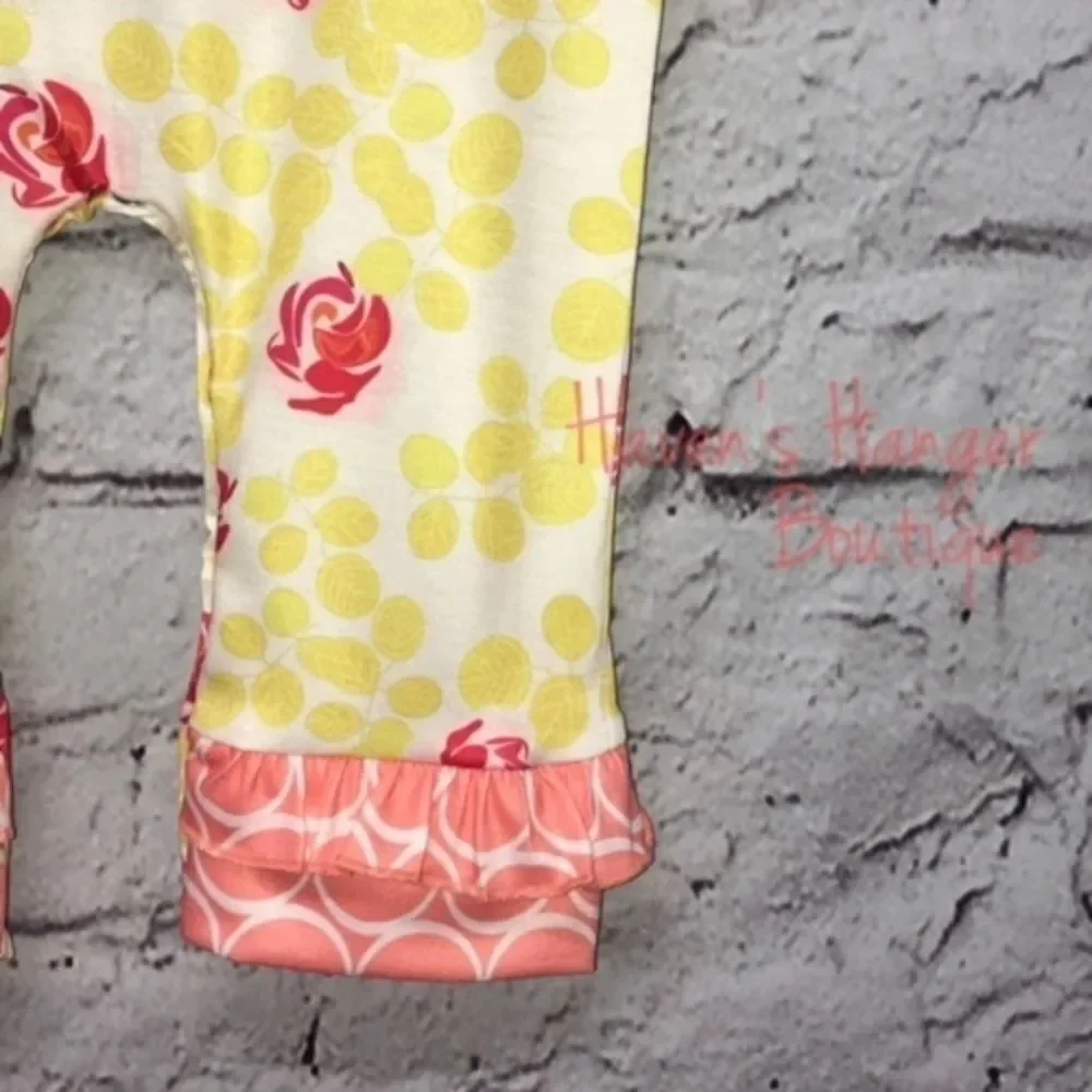 2pc. Roses & Leaves Baby Girl Romper with headband